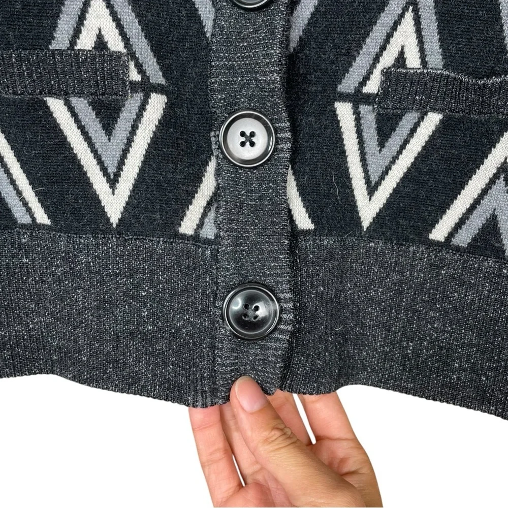 Autumn Adeigbo Sweater Cardigan Anabella Geometric 100% Wool Size S Italy EUC